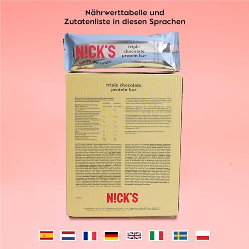 Nicks Protein Barmischung, Keto -Proteinbalken mit niedrigen Kohlenhydraten ohne Zucker zu Zucker, glutenfrei | 15G -Protein mit Kollagen (9 Proteinbalken x 50 g)