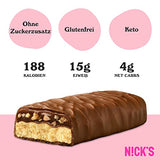 Nicks Protein Barmischung, Keto -Proteinbalken mit niedrigen Kohlenhydraten ohne Zucker zu Zucker, glutenfrei | 15G -Protein mit Kollagen (9 Proteinbalken x 50 g)