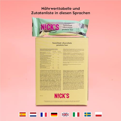 Nicks Protein Barmischung, Keto -Proteinbalken mit niedrigen Kohlenhydraten ohne Zucker zu Zucker, glutenfrei | 15G -Protein mit Kollagen (9 Proteinbalken x 50 g)