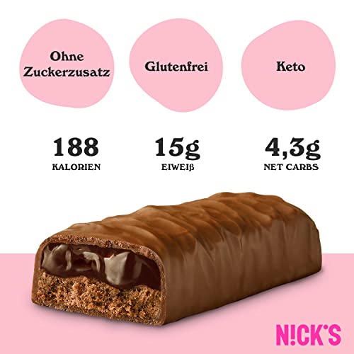 Nicks Protein Barmischung, Keto -Proteinbalken mit niedrigen Kohlenhydraten ohne Zucker zu Zucker, glutenfrei | 15G -Protein mit Kollagen (9 Proteinbalken x 50 g)