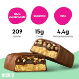 Nicks Protein Barmischung, Keto -Proteinbalken mit niedrigen Kohlenhydraten ohne Zucker zu Zucker, glutenfrei | 15G -Protein mit Kollagen (9 Proteinbalken x 50 g)