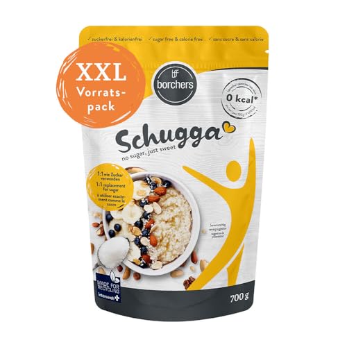 borchers Schugga 700 g | Intet sukker, bare sødt | XXL taske | Erythritol med sucralose krystallinsk sødemiddel | Sukker alternativ | Sødemiddel | Kaloriefri | 0,7 kg