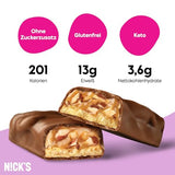 Nicks Protein Barmischung, Keto -Proteinbalken mit niedrigen Kohlenhydraten ohne Zucker zu Zucker, glutenfrei | 15G -Protein mit Kollagen (9 Proteinbalken x 50 g)