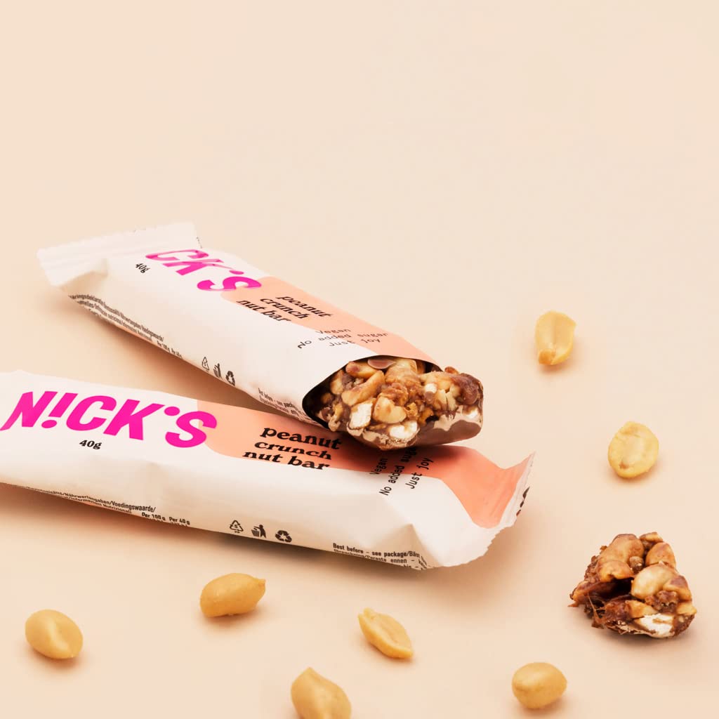 Nicks Keto Bar Crunch de migdale, ciocolată vegană pentru migdale de migdale, 173 de calorii, 2,8 carbohidrați net, fără zahăr adăugat, fără gluten, dulciuri cu carbohidrați mici (12x40g)