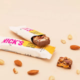 Nicks Keto Bar Crunch de migdale, ciocolată vegană pentru migdale de migdale, 173 de calorii, 2,8 carbohidrați net, fără zahăr adăugat, fără gluten, dulciuri cu carbohidrați mici (12x40g)