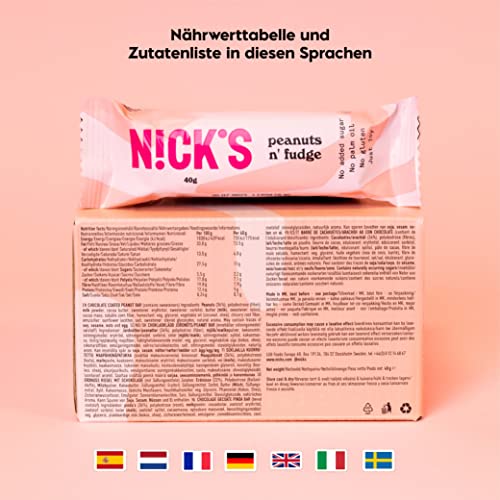 Nicks keto barer peanøtter n fudge, sjokolade peanøtter karamell snacks, 175 kalorier, 3,9 netto karbohydrater, ingen tilsatt sukker, glutenfri, lavkarbohydrater (15x40g)