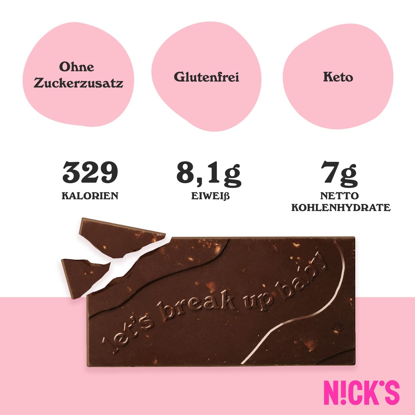 NICKS Chocolate Bars Mix with no added sugar, Gluten-free, Low carb, no palm oil, Keto Chocolates (3x75g)