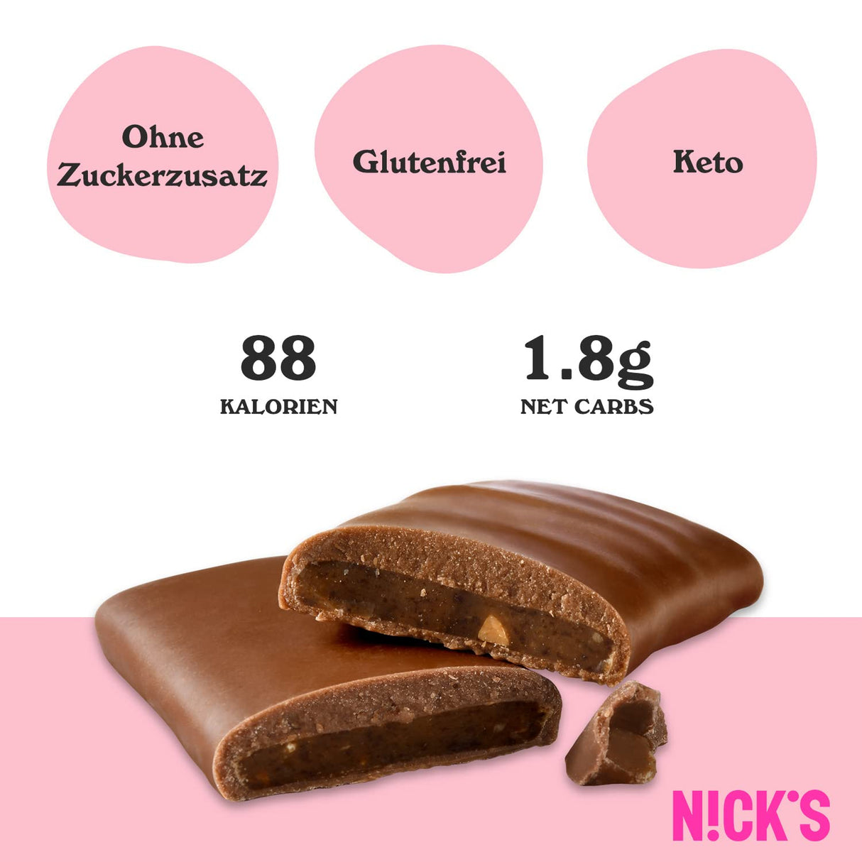 Nicks keto barer peanøtter n fudge, sjokolade peanøtter karamell snacks, 175 kalorier, 3,9 netto karbohydrater, ingen tilsatt sukker, glutenfri, lavkarbohydrater (15x40g)