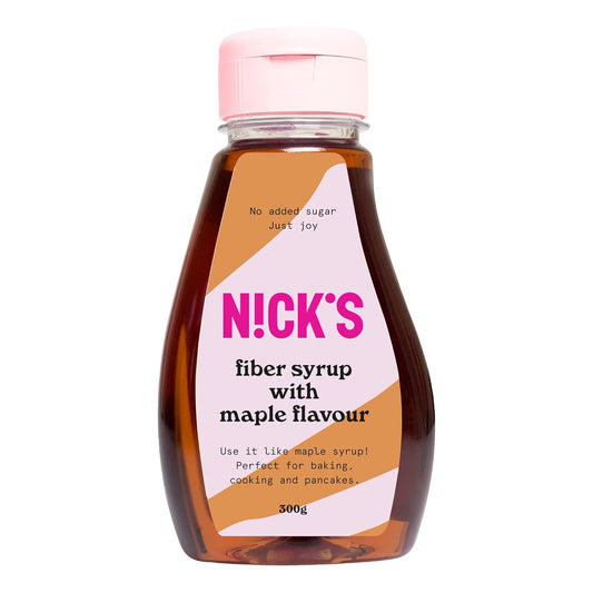 Nicks fiber sirap med lönnsmak, lönnsirap, naturlig keto sötningsmedel utan tillsatt socker, glutenfri, lågkolhydrat vegansk sockerersättning (300 g)