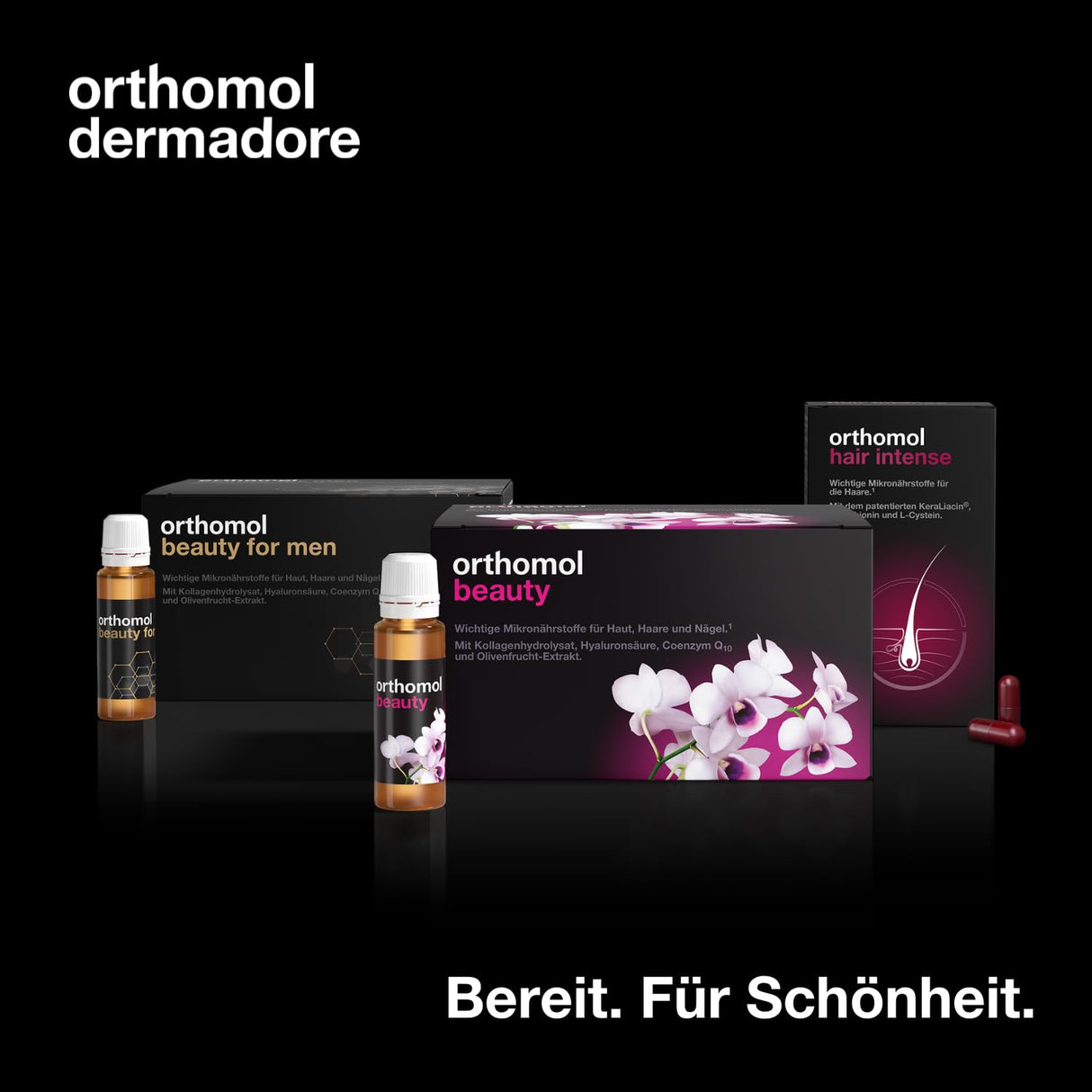 Orthomol Beauty for Women - Per pelle, capelli e unghie - con coenzima Q10, biotina e zinco - pacchetto di ricarica con bottiglia da bere, 30 porzioni giornaliere