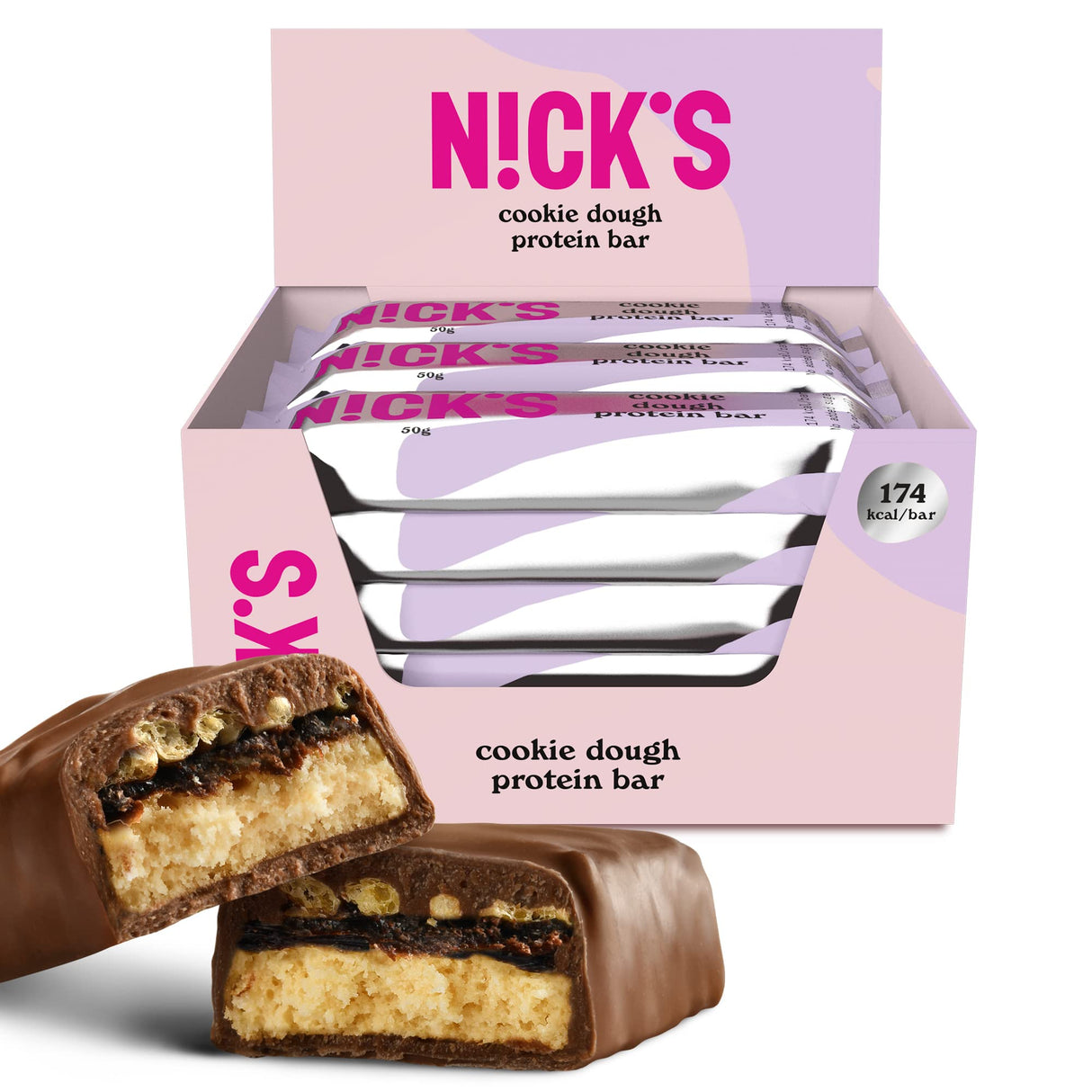 Nicks Protein Barmischung, Keto -Proteinbalken mit niedrigen Kohlenhydraten ohne Zucker zu Zucker, glutenfrei | 15G -Protein mit Kollagen (9 Proteinbalken x 50 g)