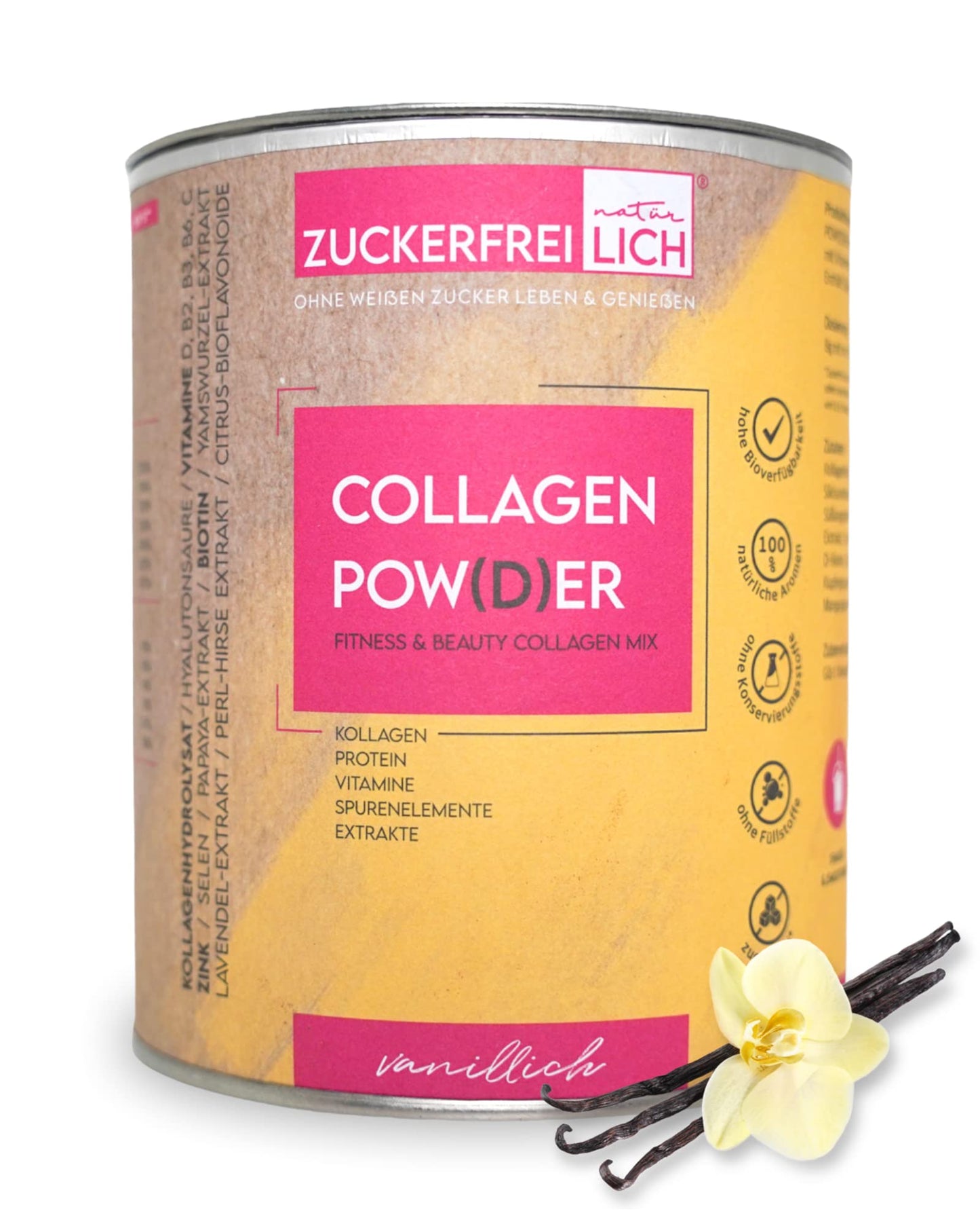 Zuckerfreilich Collagen Pulver Kokos 240g Ohn Zucker, Kollagen MIT Vitaminen, Zuckerfraies Protein und Spurenelement, Hochdosiert MIT 7000 mg Kollagenhydrolysat Pro Portion