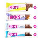 NICKS Chocolate Keto Bars Chocolate Mix with chocolate bars without added sugar, gluten-free, low carb sweets (12 snack bars)