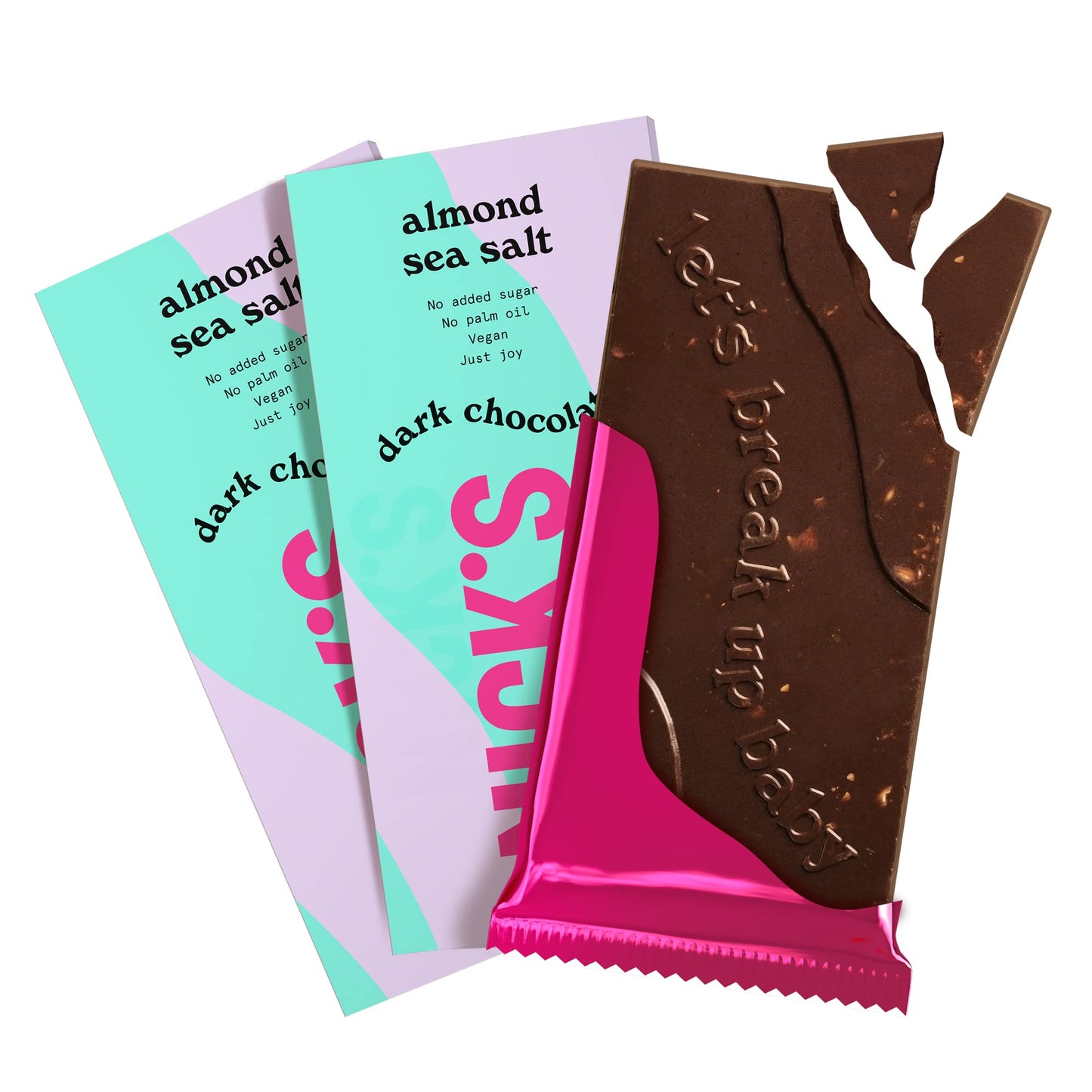 Las barras de chocolate Nicks se mezclan sin azúcar agregada, sin gluten, bajo en carbohidratos, sin aceite de palma, chocolates de ceto (3x75 g)