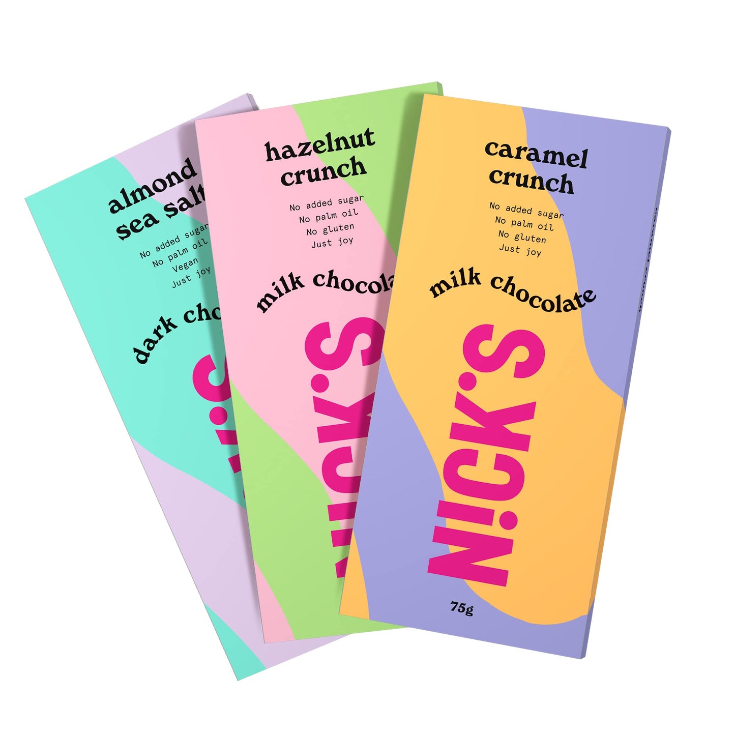 Las barras de chocolate Nicks se mezclan sin azúcar agregada, sin gluten, bajo en carbohidratos, sin aceite de palma, chocolates de ceto (3x75 g)