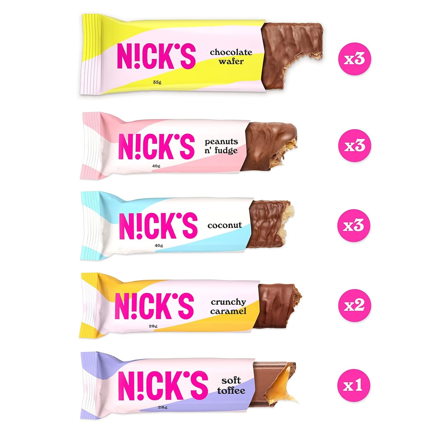 NICKS Chocolate Keto Bar Favorites Mix with Chocolate Bars without Added Sugar, Gluten Free, Low Carb Sweets (12 Snacks Bars)