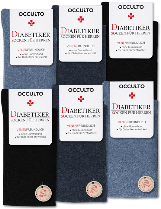 Occulto Diabetic Socken Männer nahtlos ohne elastische Bundesbaumbaumton 6-Pack (Modell: Oliver)