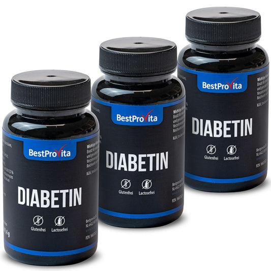 Bestprovita capsule di diabetina (3 x 60 capsule di diabetina) - supporto multivitaminico naturale per diabete di tipo 2, abbassamento dello zucchero nel sangue e vitamine del diabete