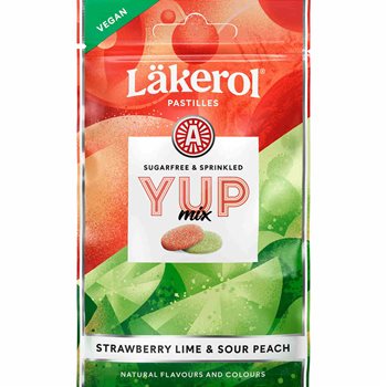 Läkerol yup Mix Peach Sour & Strawberry Lime 30 g.