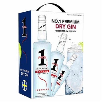 N.1 Gin premium 37,5% 3 l. Bib