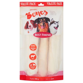 Best Friend Bones BigBite Chewing roll white 28cm, 3-pack